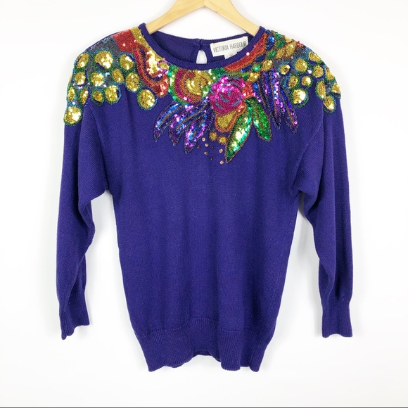 purple sequin sweater
